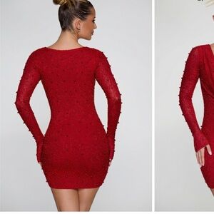 Elegant Red Beaded Dress